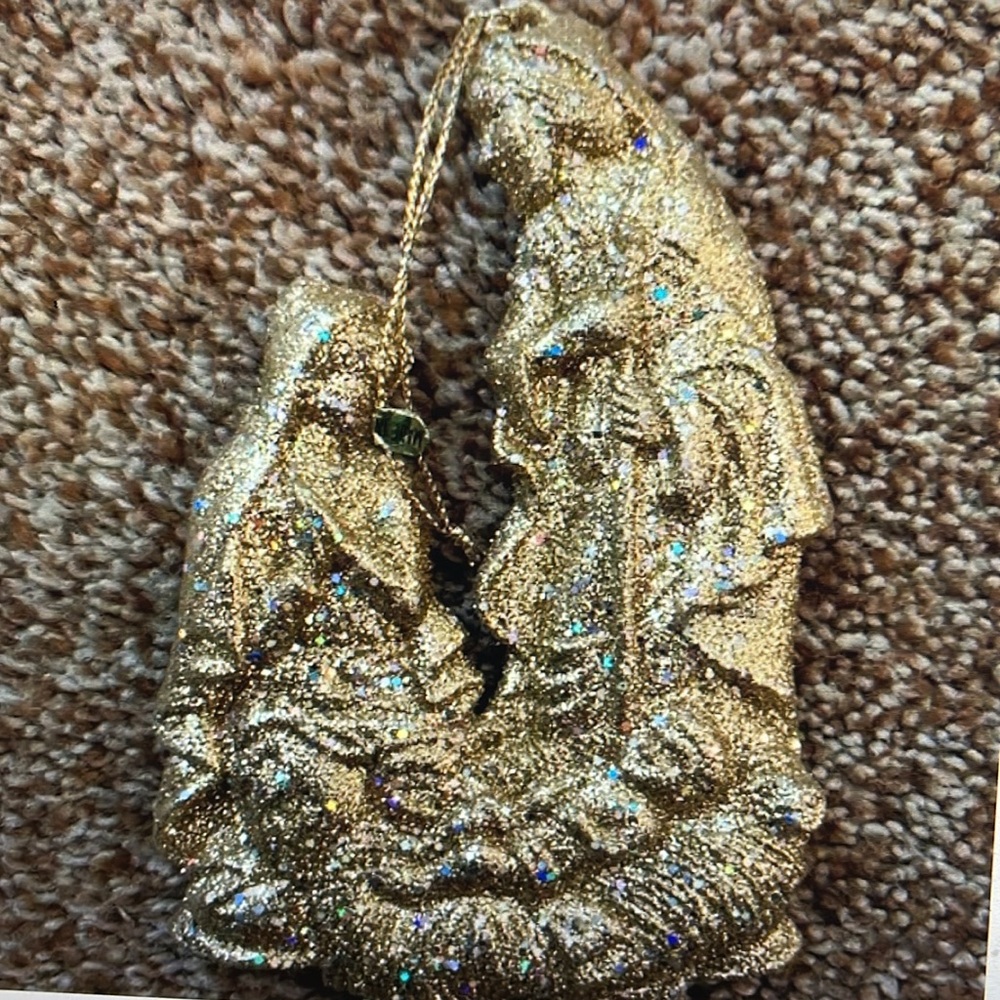 Gold Glitter Nativity Christmas ornament